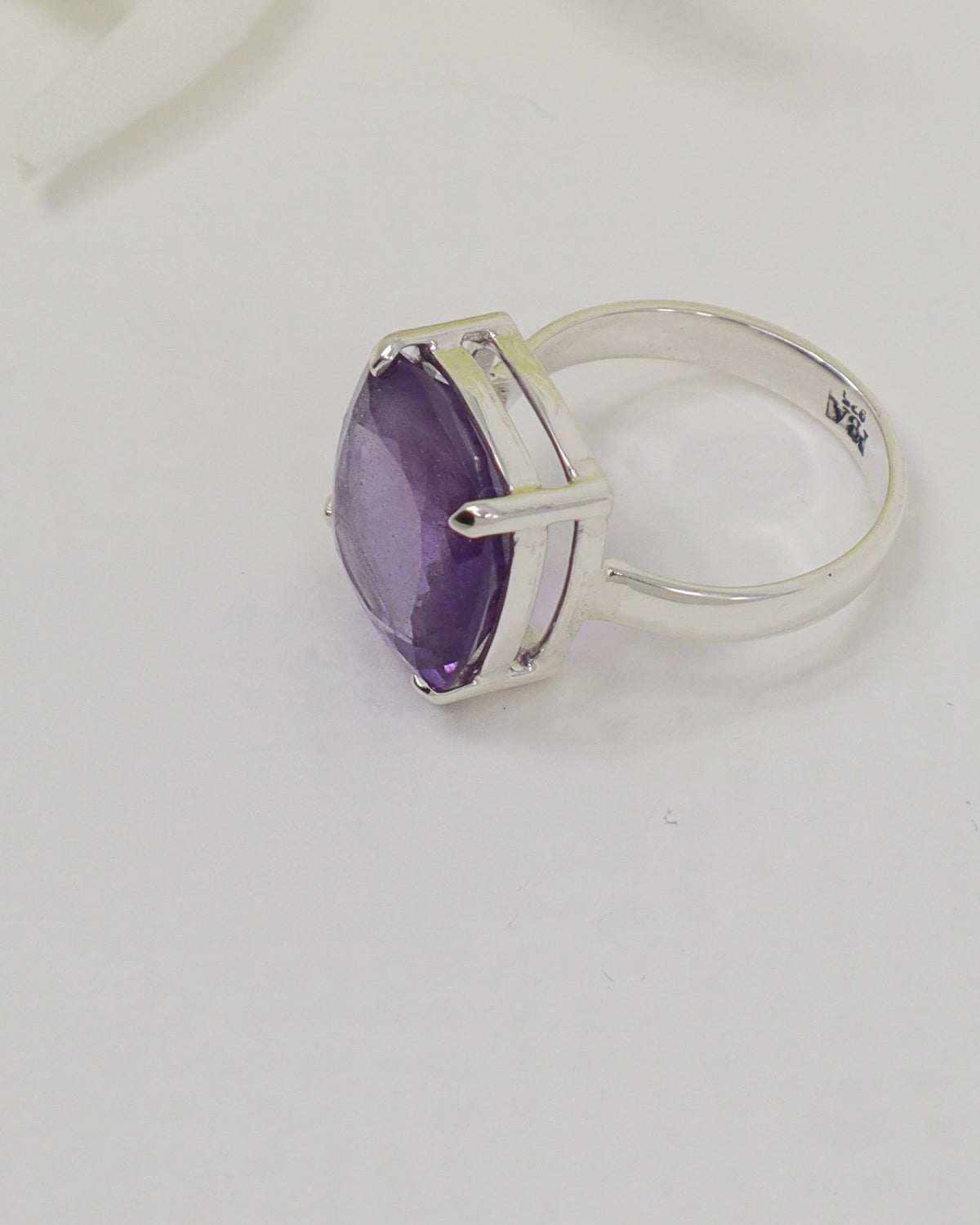 Brazilian Amethyst Sterling Silver Ring – Sacred Stillness | Size 6