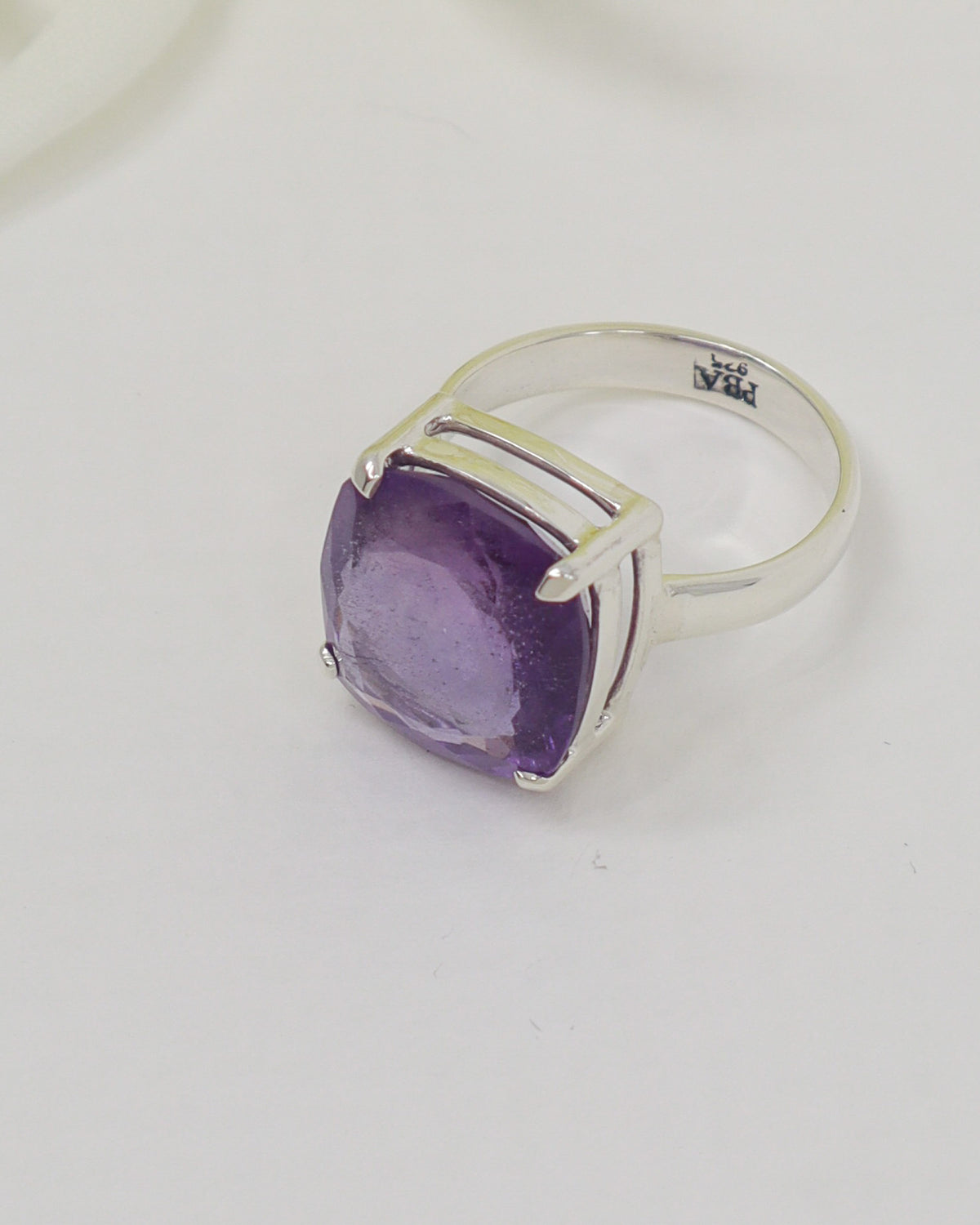 Brazilian Amethyst Sterling Silver Ring – Sacred Stillness | Size 6