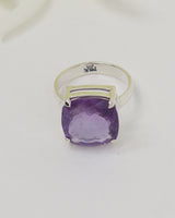 Brazilian Amethyst Sterling Silver Ring – Sacred Stillness | Size 6