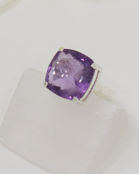 Brazilian Amethyst Sterling Silver Ring – Sacred Stillness | Size 6