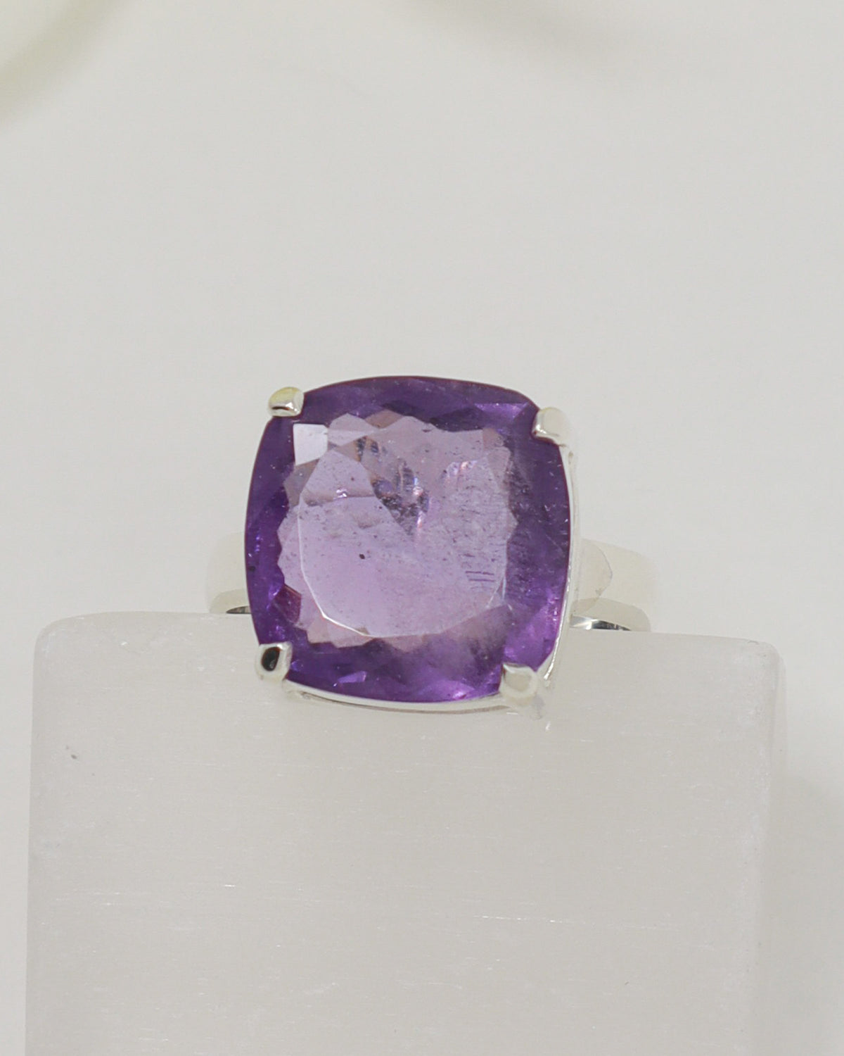 Brazilian Amethyst Sterling Silver Ring – Sacred Stillness | Size 6