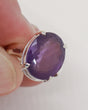 Brazilian Amethyst sterling silver ring size 7 with oval faceted violet gemstone set in .925 silver, spiritual crystal jewellery Australia.