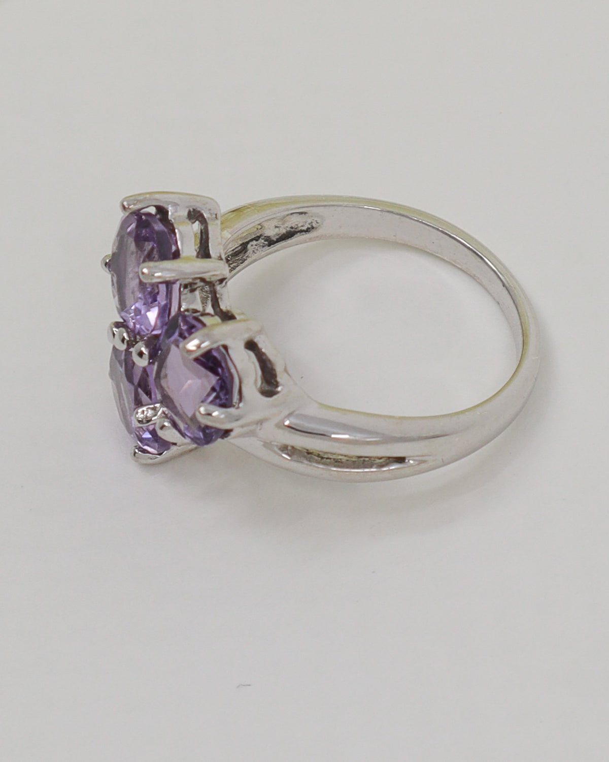Brazilian Amethyst Sterling Silver Ring – Trinity of Light | Size 8