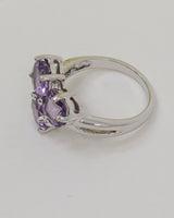 Brazilian Amethyst Sterling Silver Ring – Trinity of Light | Size 8