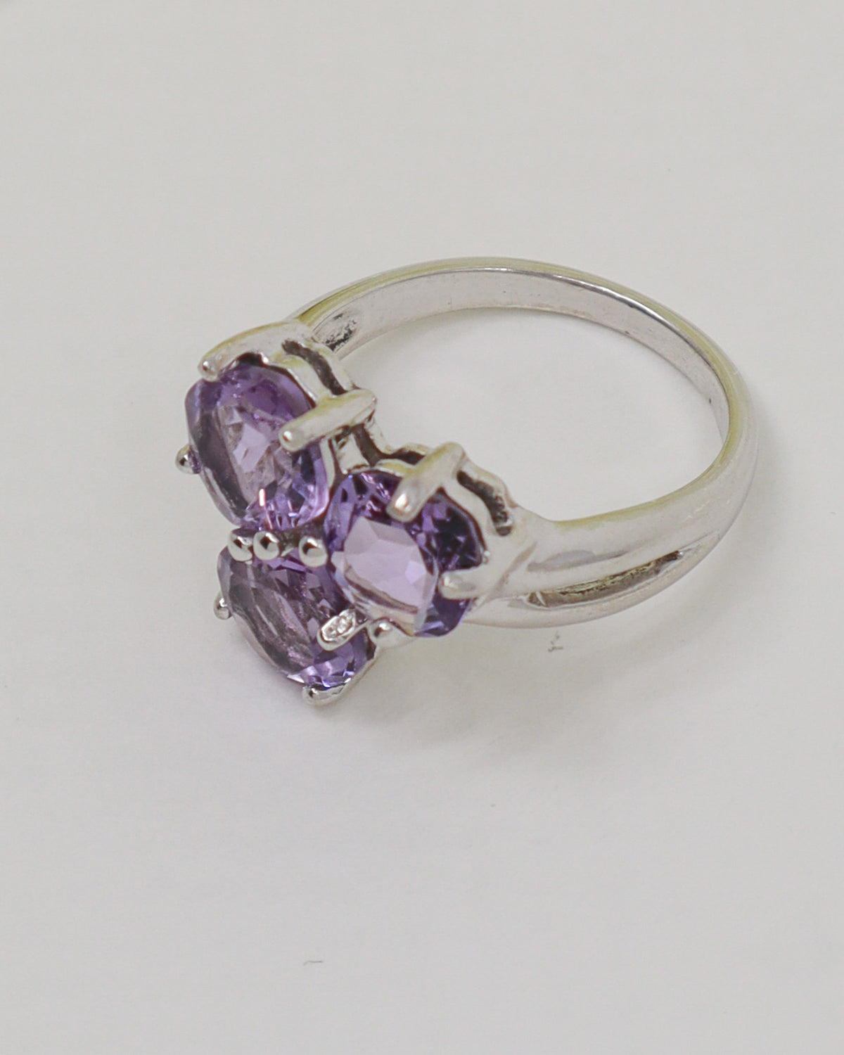 Brazilian Amethyst Sterling Silver Ring – Trinity of Light | Size 8