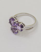 Brazilian Amethyst Sterling Silver Ring – Trinity of Light | Size 8