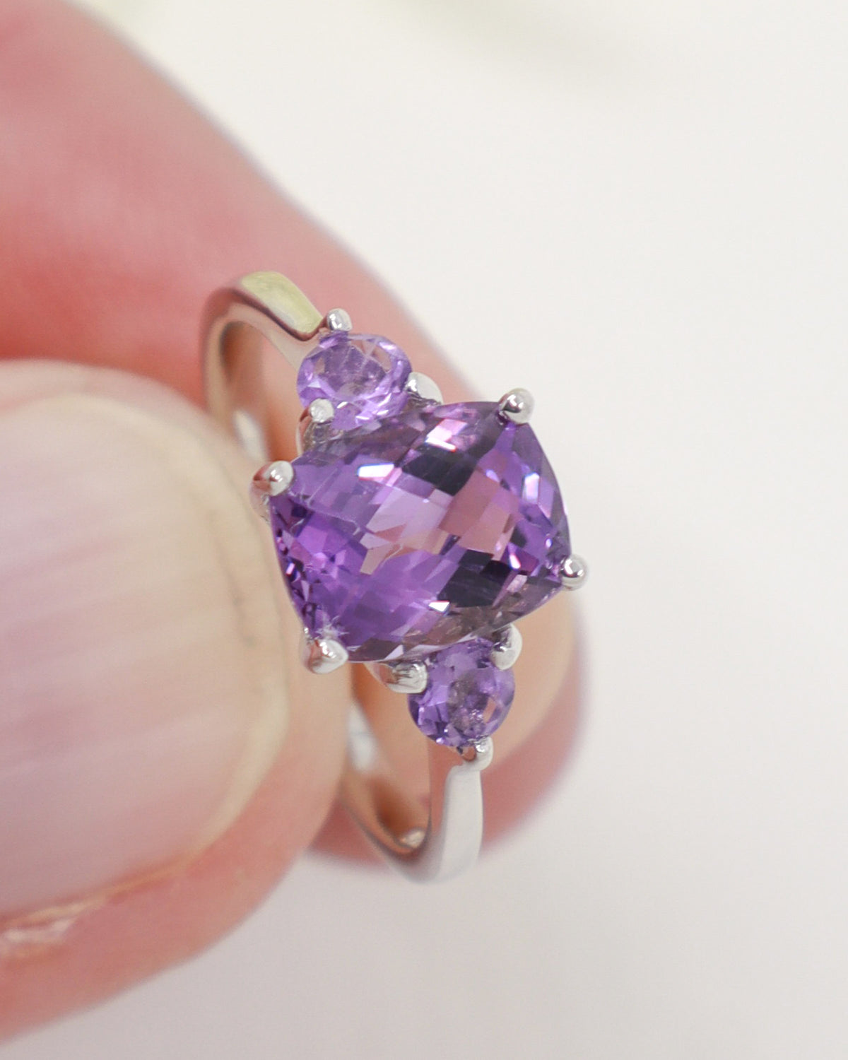 Brazilian Amethyst Sterling Silver Ring – Violet Guardians | Size 8