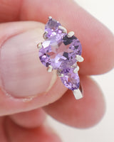 Brazilian Amethyst Three Stone Sterling Silver Ring – Size 8 | Violet Trinity