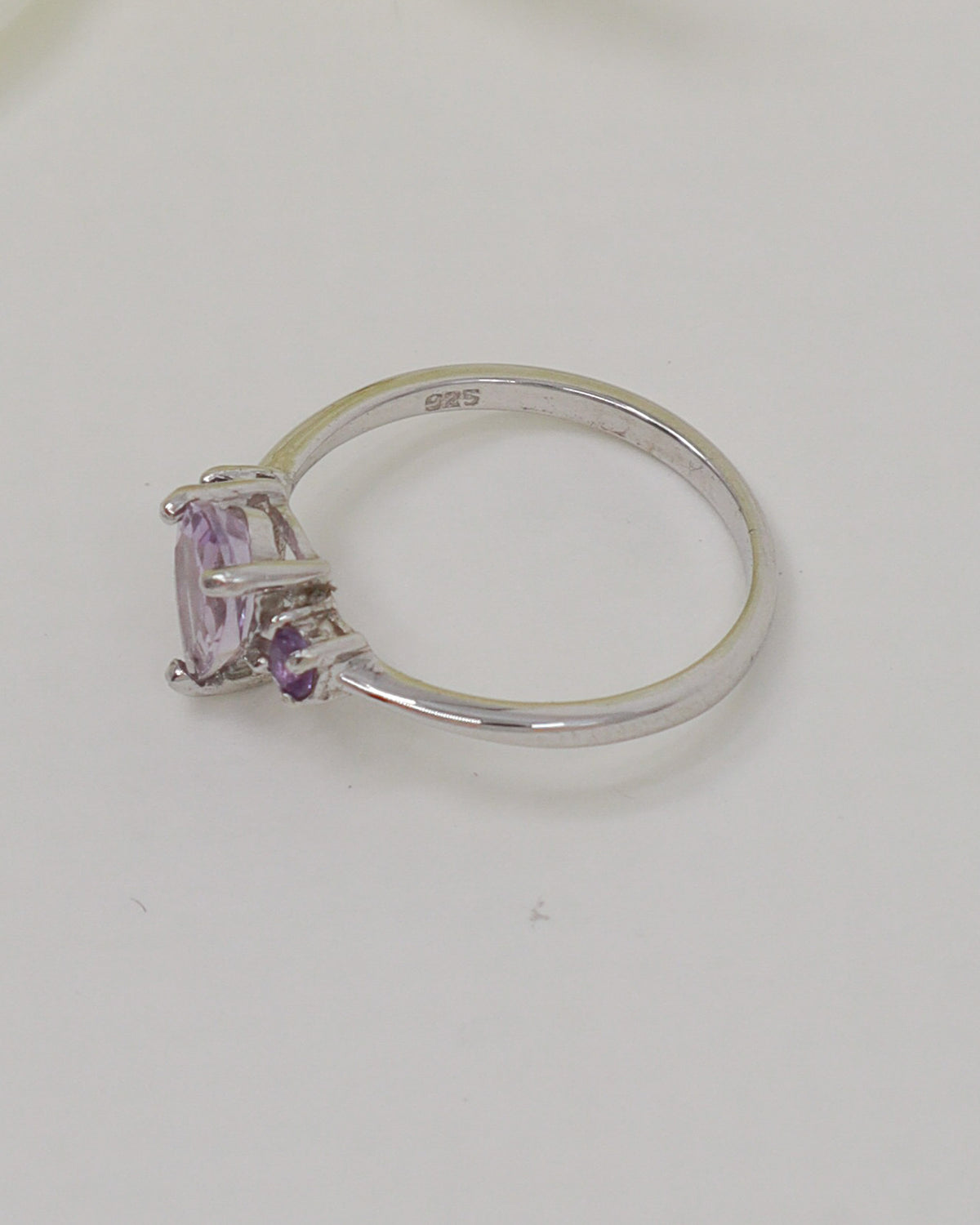 Brazilian Amethyst Three Stone Sterling Silver Ring – Size 7 | Violet Grace