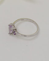 Brazilian Amethyst Three Stone Sterling Silver Ring – Size 7 | Violet Grace