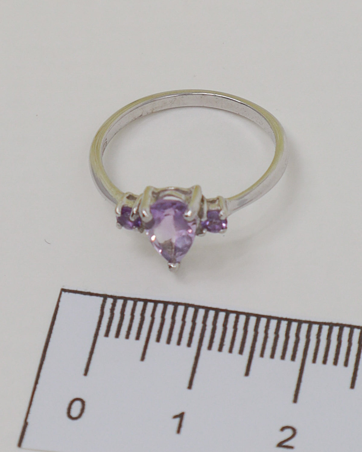 Brazilian Amethyst Three Stone Sterling Silver Ring – Size 7 | Violet Grace
