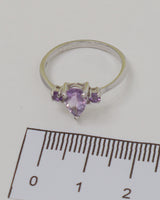 Brazilian Amethyst Three Stone Sterling Silver Ring – Size 7 | Violet Grace