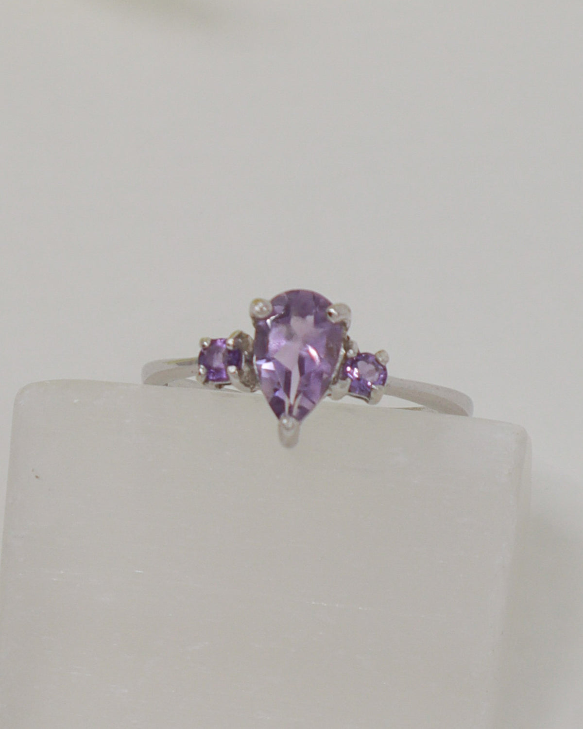Brazilian Amethyst Three Stone Sterling Silver Ring – Size 7 | Violet Grace