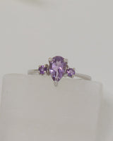 Brazilian Amethyst Three Stone Sterling Silver Ring – Size 7 | Violet Grace