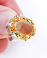 Brazilian Citrine Sterling Silver Ring Size 9 | Abundance & Success