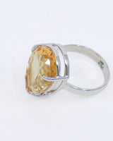 Brazilian Citrine Golden Sovereign Sterling Silver Ring – Size 8
