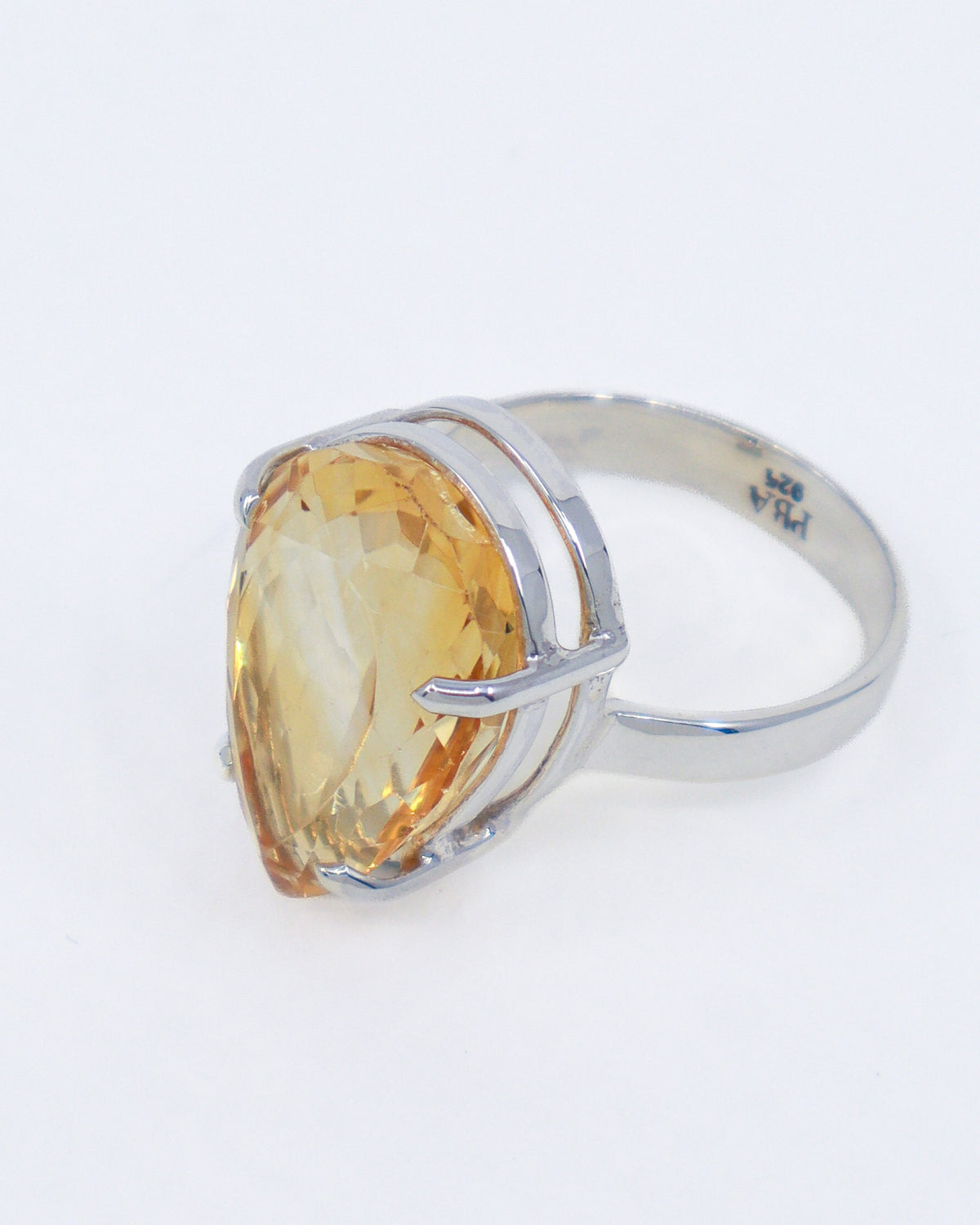 Brazilian Citrine Golden Sovereign Sterling Silver Ring – Size 8