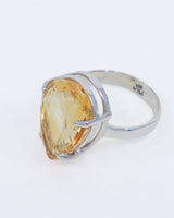 Brazilian Citrine Golden Sovereign Sterling Silver Ring – Size 8