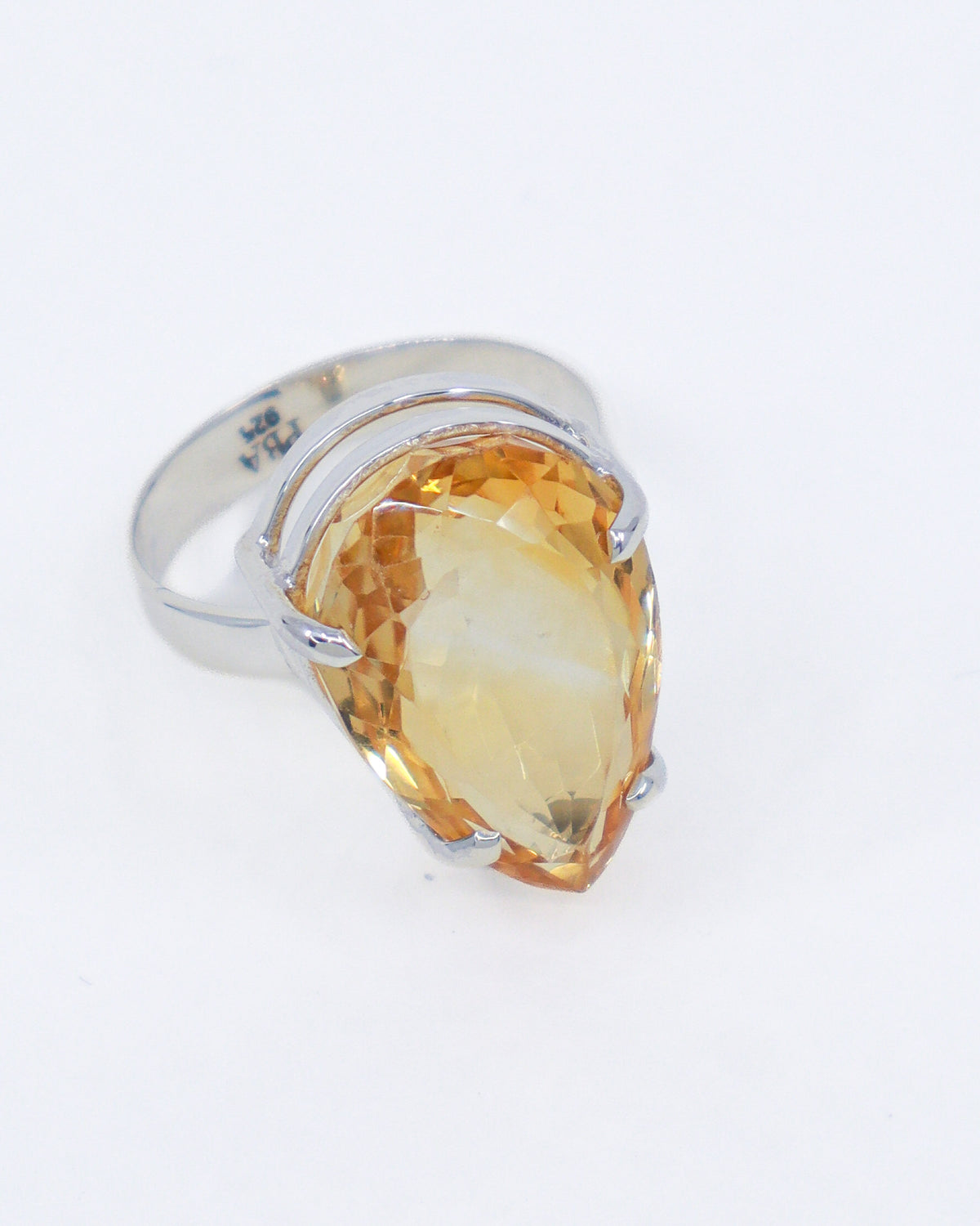 Brazilian Citrine Golden Sovereign Sterling Silver Ring – Size 8
