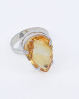 Brazilian Citrine Golden Sovereign Sterling Silver Ring – Size 8