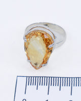 Brazilian Citrine Golden Sovereign Sterling Silver Ring – Size 8