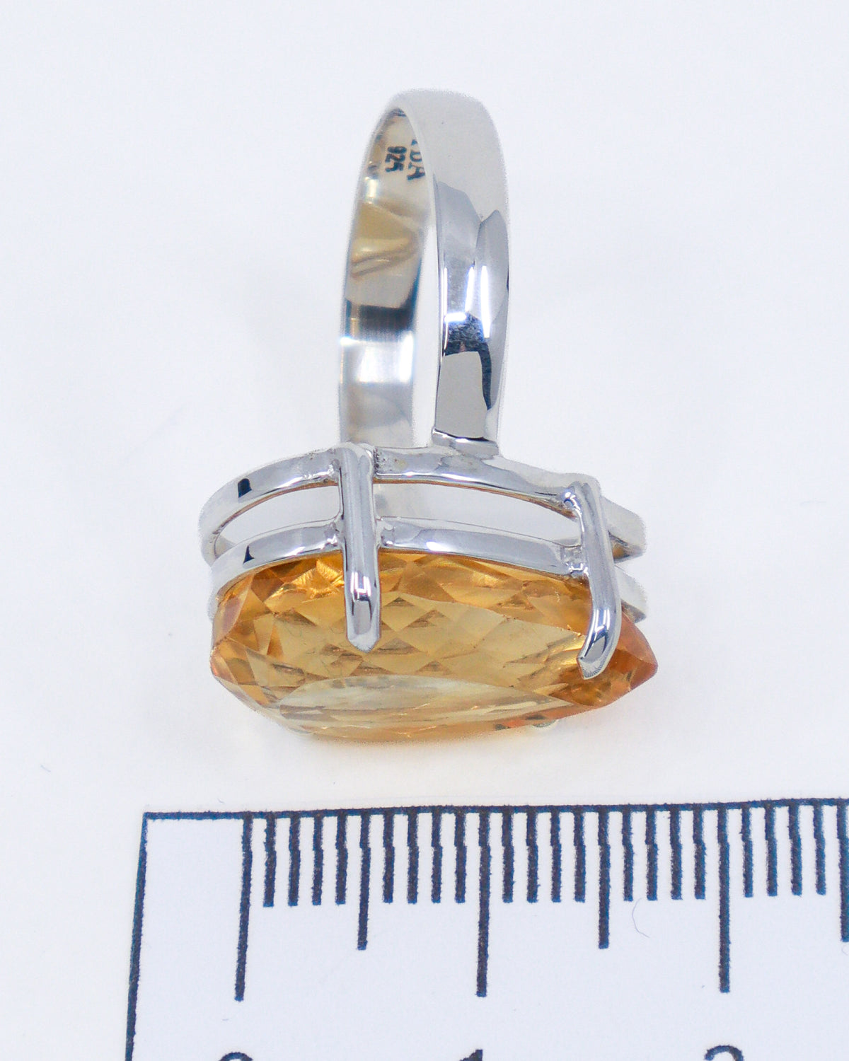 Brazilian Citrine Golden Sovereign Sterling Silver Ring – Size 8