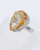 Brazilian Citrine Golden Sovereign Sterling Silver Ring – Size 8