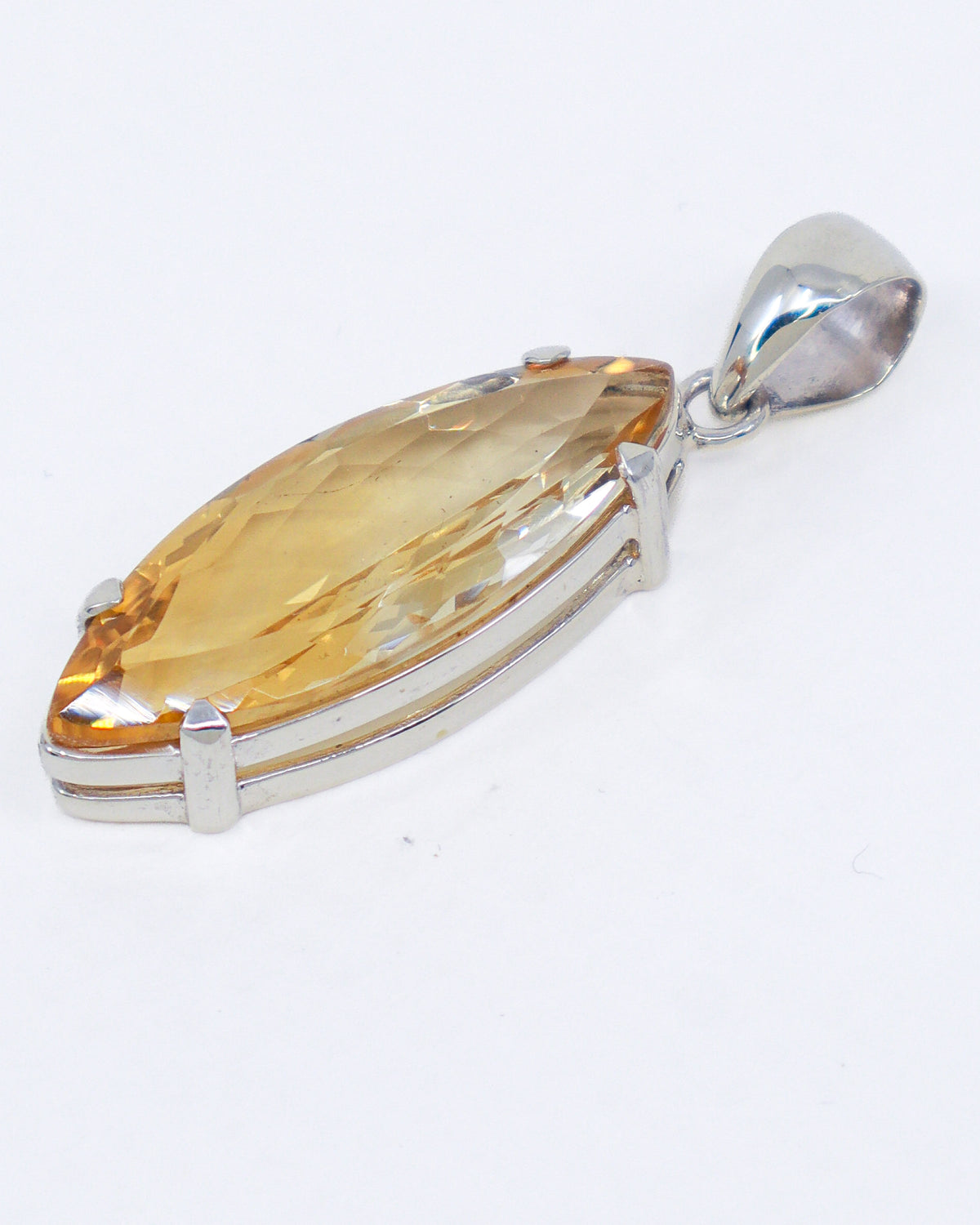 Brazilian Citrine “Solar Flame” Sterling Silver Pendant