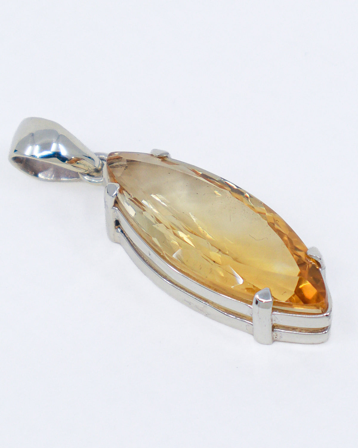 Brazilian Citrine “Solar Flame” Sterling Silver Pendant