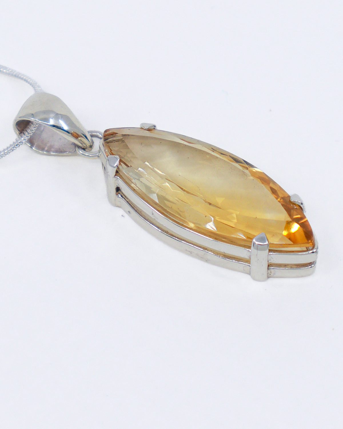 Brazilian Citrine “Solar Flame” Sterling Silver Pendant