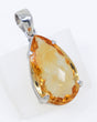 Large Brazilian Citrine Golden Abundance sterling silver pendant with faceted pear-cut golden Citrine gemstone in .925 silver.