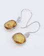 Natural Citrine earrings in .925 sterling silver with faceted golden yellow gemstones, abundance and manifestation crystal jewellery Australia.