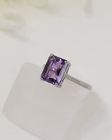 Brazilian Amethyst Sterling Silver Ring – Portal of Peace | Size 7