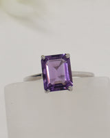 Brazilian Amethyst Sterling Silver Ring – Portal of Peace | Size 7