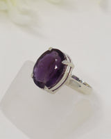 Brazilian Amethyst Sterling Silver Ring – Violet Wisdom | Size 9