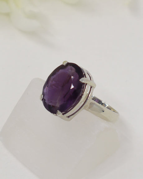 Brazilian Amethyst Sterling Silver Ring – Violet Wisdom | Size 9