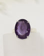 Brazilian Amethyst sterling silver ring size 9 with faceted oval purple gemstone in .925 silver, natural crystal jewellery Australia.