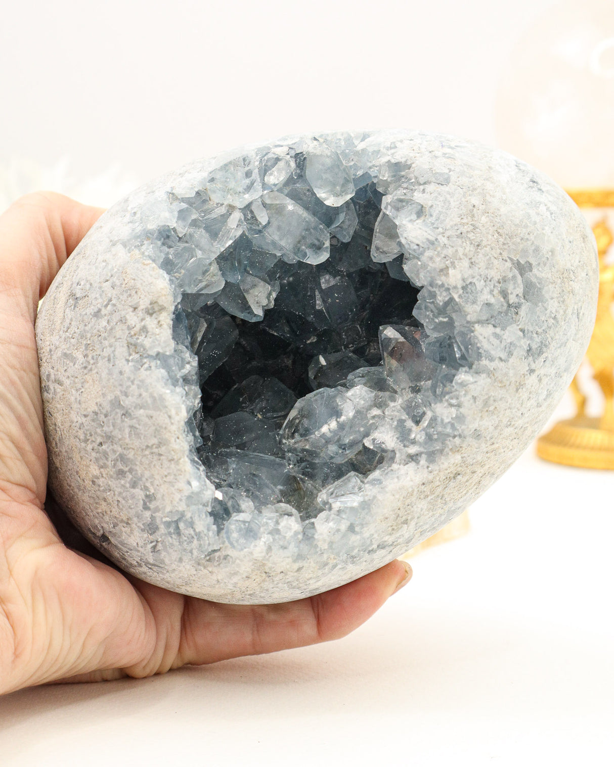 Celestite Geode Egg | 13cm | 2.3kg | Angelic Peace & Calm