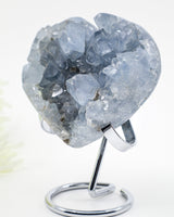 Angel's Sanctuary – Celestite Crystal Heart on Silver Stand