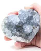 Angel's Sanctuary – Celestite Crystal Heart on Silver Stand
