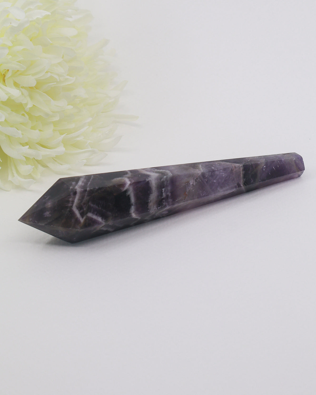 Chevron Amethyst Crystal Wand 158g – The Violet Seer | Intuition & Spiritual Protection