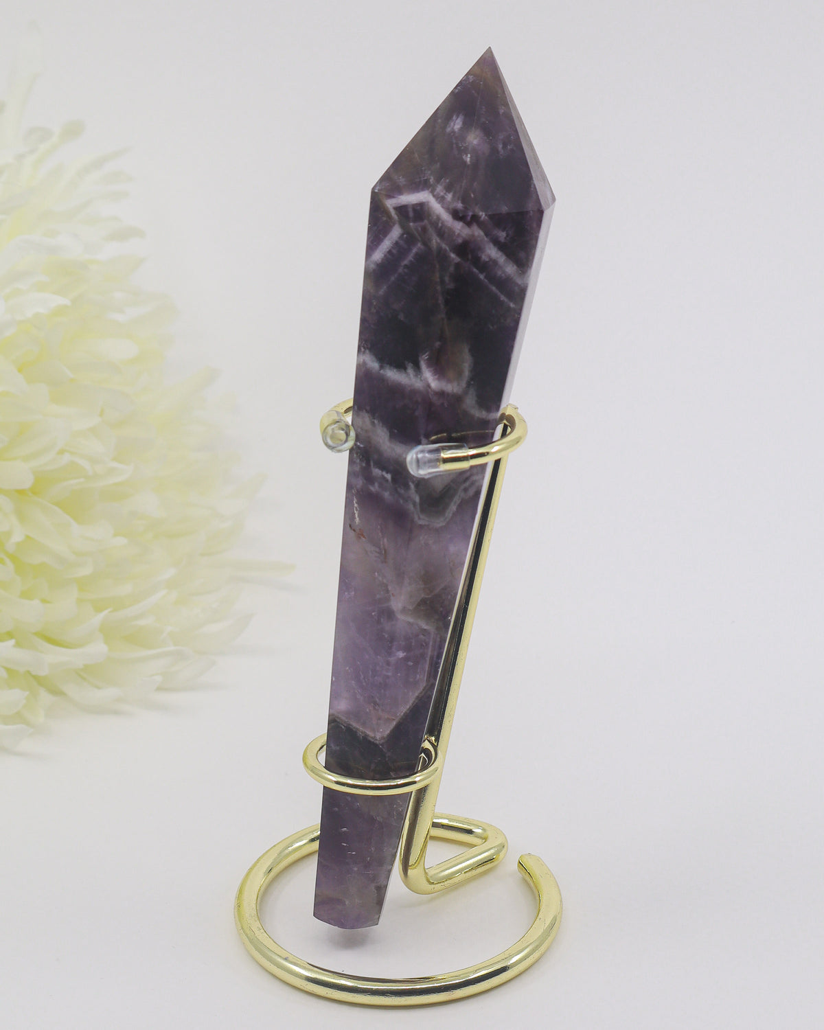 Chevron Amethyst Crystal Wand 158g – The Violet Seer | Intuition & Spiritual Protection