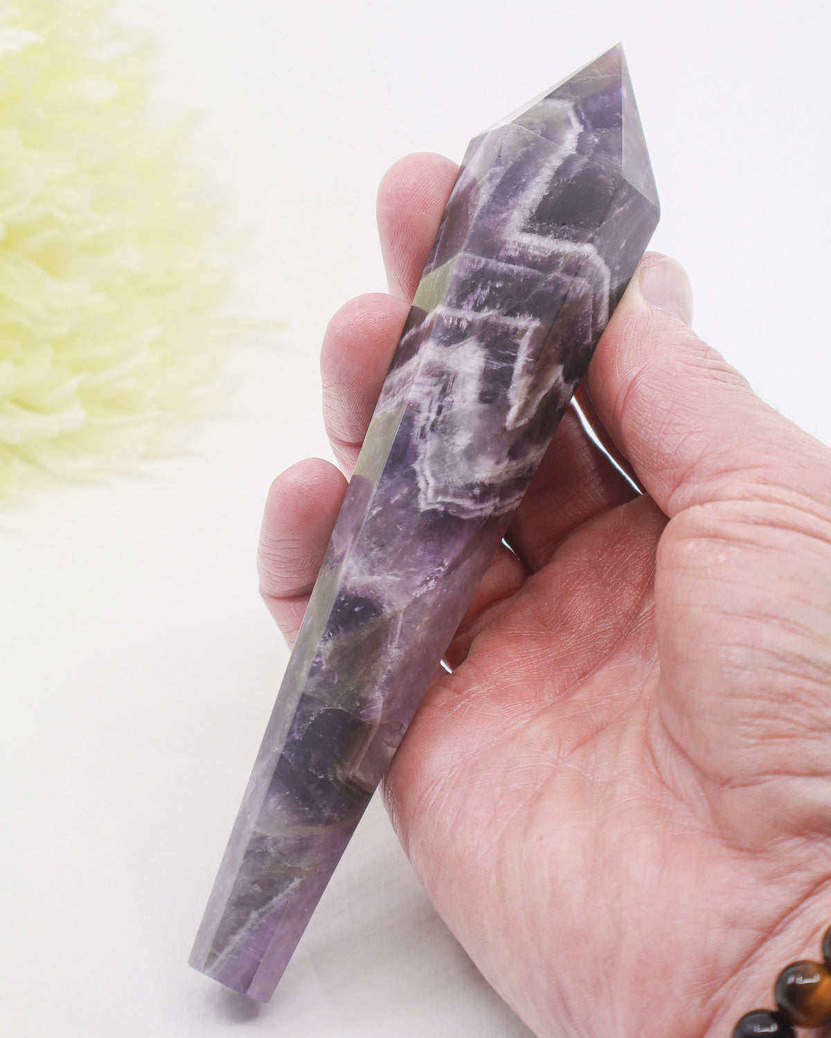 Chevron Amethyst Crystal Wand 158g – The Violet Seer | Intuition & Spiritual Protection
