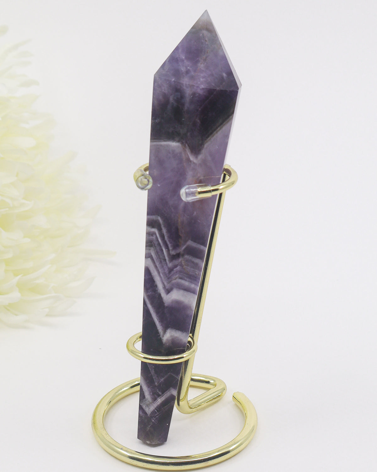 Chevron Amethyst Crystal Wand 135g – The Mystic Path | Intuition & Spiritual Clarity