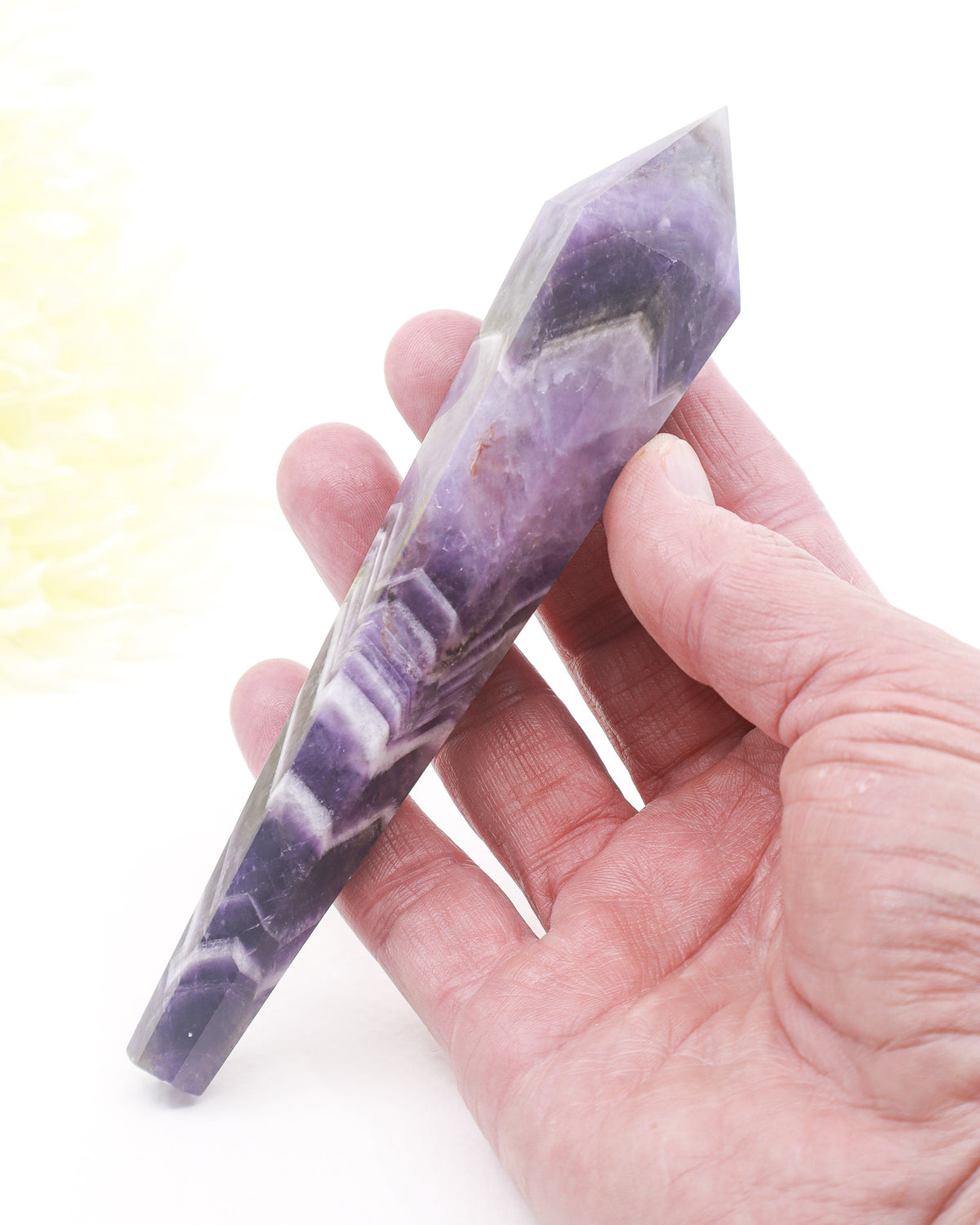 Chevron Amethyst Crystal Wand 135g – The Mystic Path | Intuition & Spiritual Clarity