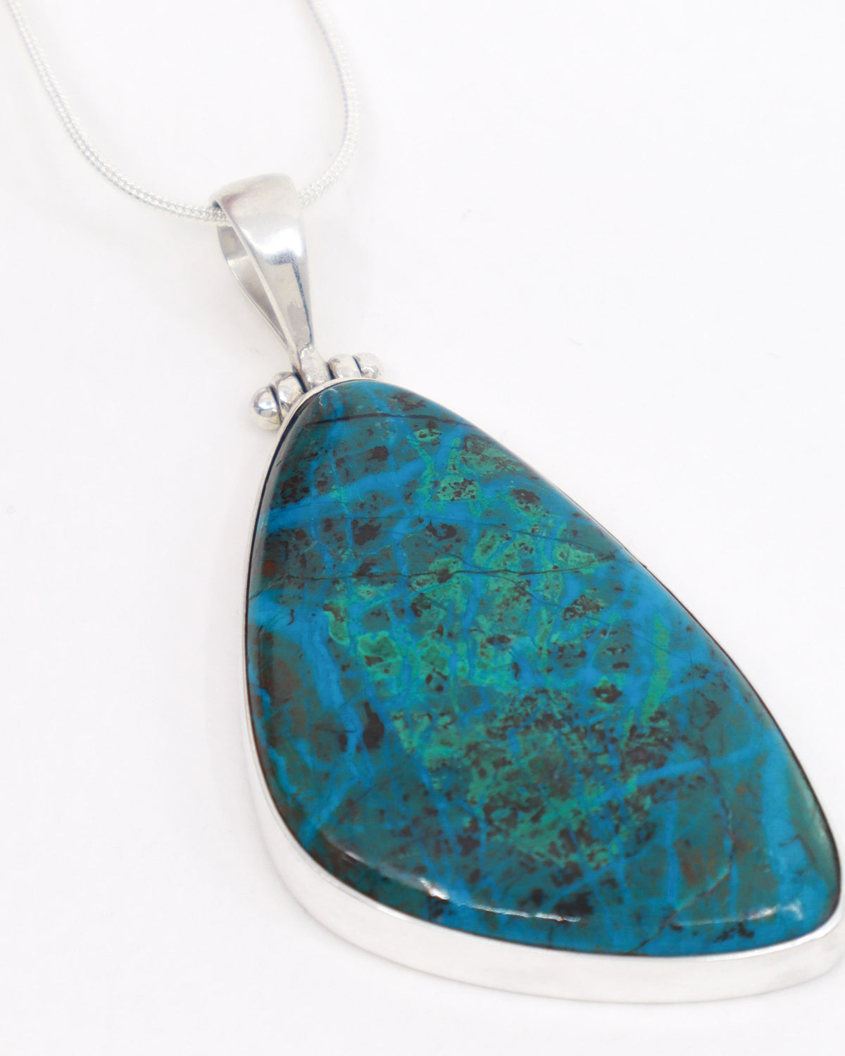 Chrysocolla Sterling Silver Pendant 6.4cm – The Ocean Oracle | Wisdom & Truth