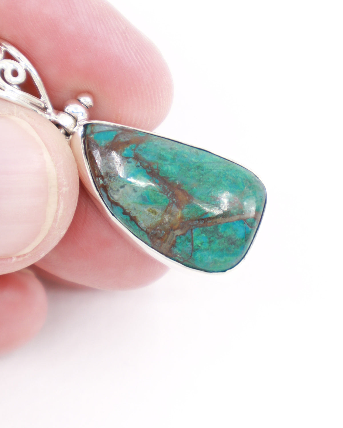 Chrysocolla Sterling Silver Pendant – The Earth & Ocean Talisman | Truth & Inner Wisdom