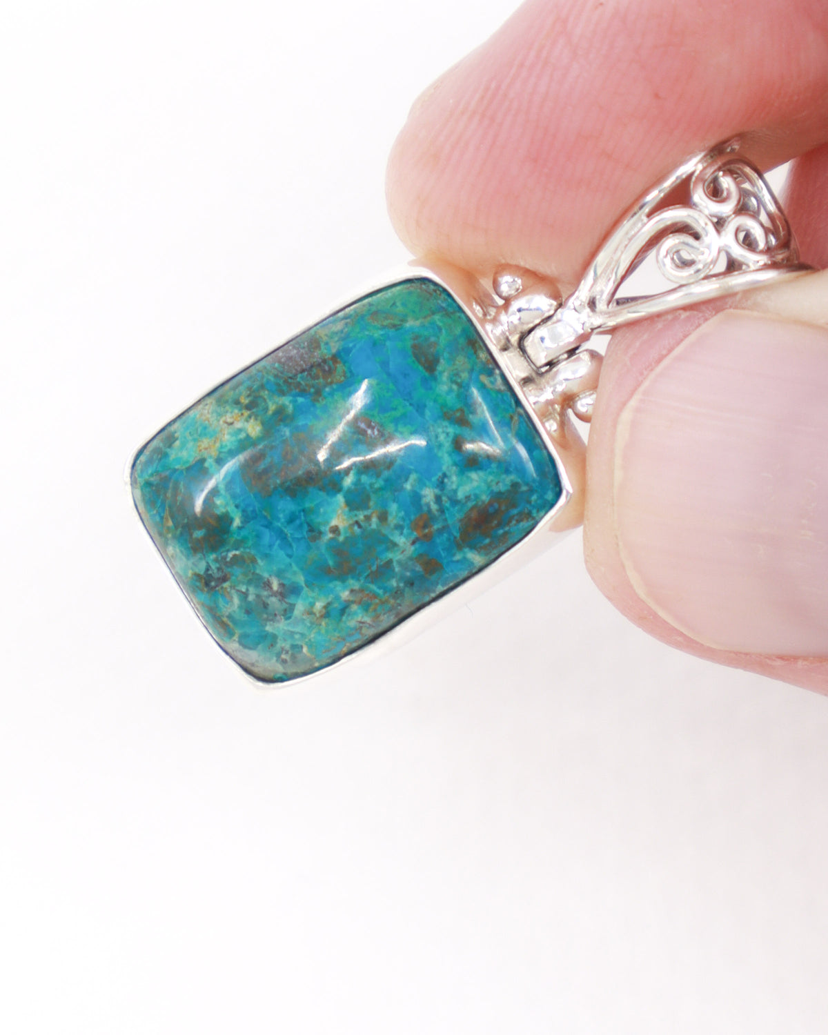 Chrysocolla Sterling Silver Pendant – The Sacred Waters | Communication & Inner Wisdom