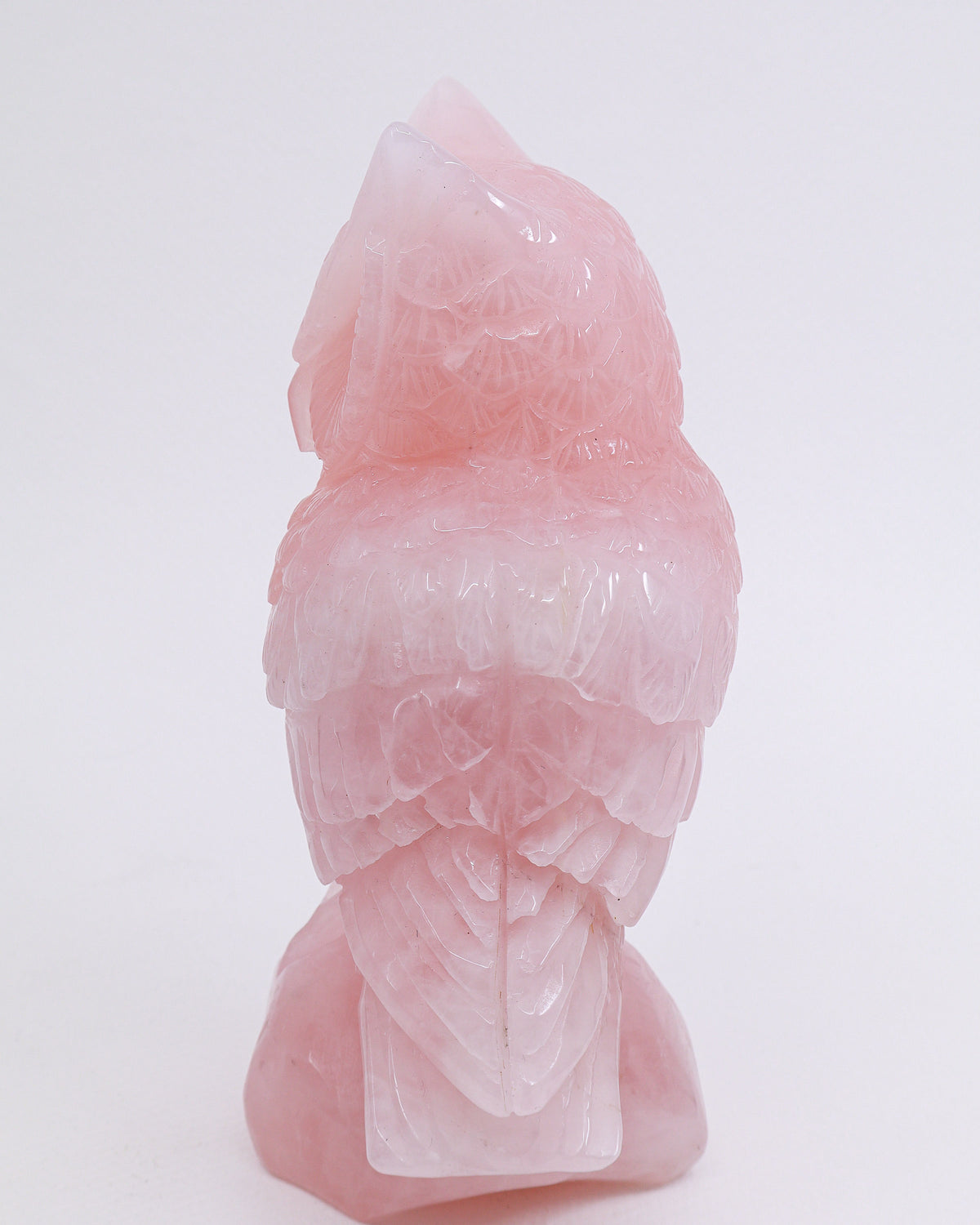 Rose Quartz Owl Carving 1.517kg – The Guardian of the Heart | Love, Wisdom & Compassion