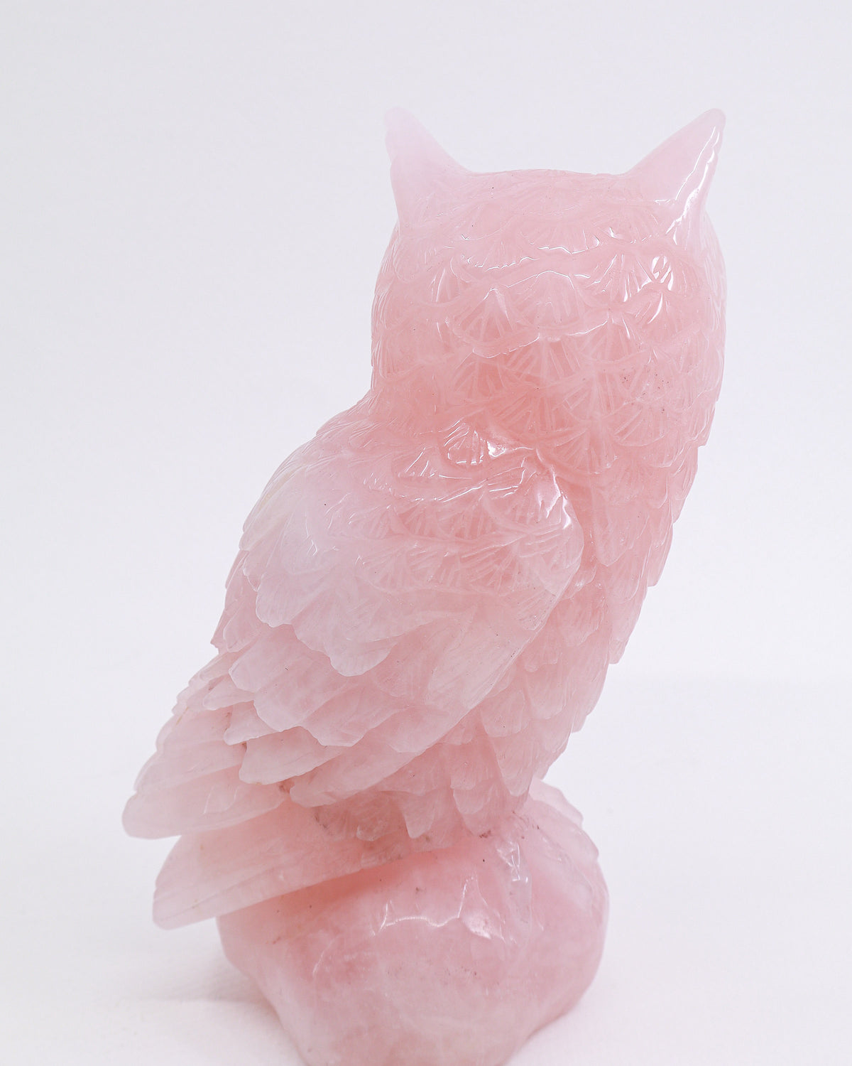 Rose Quartz Owl Carving 1.517kg – The Guardian of the Heart | Love, Wisdom & Compassion